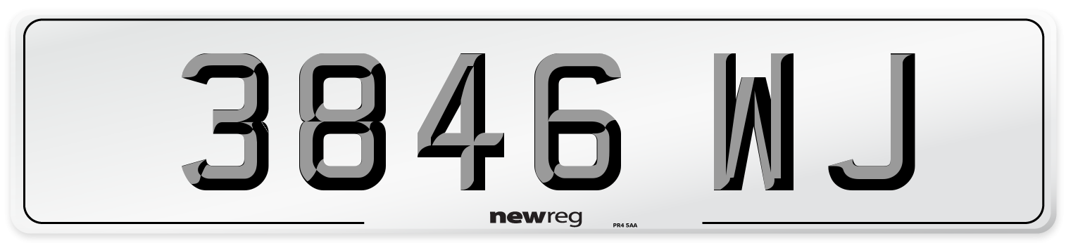 3846 WJ Number Plate from New Reg